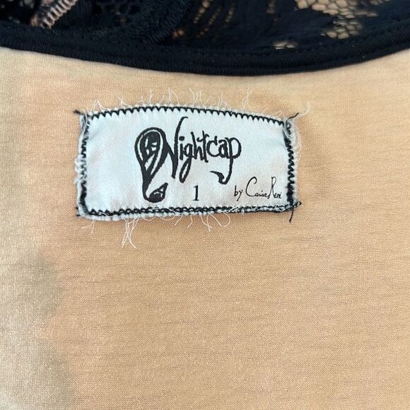 Nightcap Size 1 Black Dress Maxi Boatneck Floral Lace Keyhole & Slit Back Lined - Picture 12 of 16